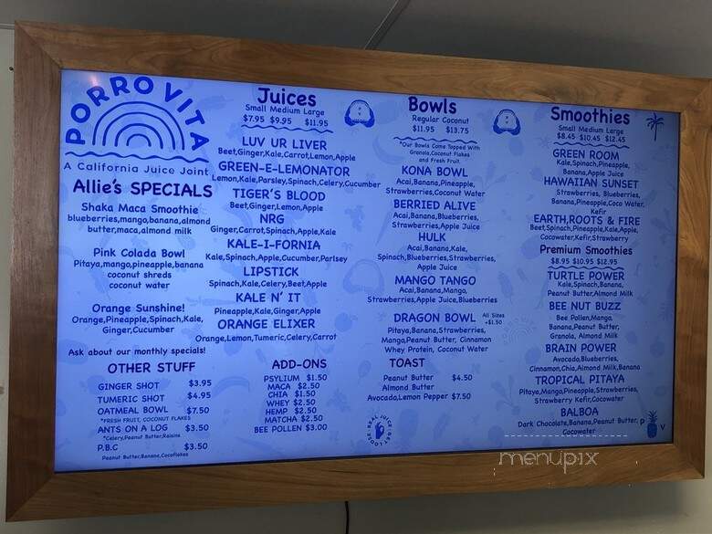 PorroVita - Newport Beach, CA menu_pic