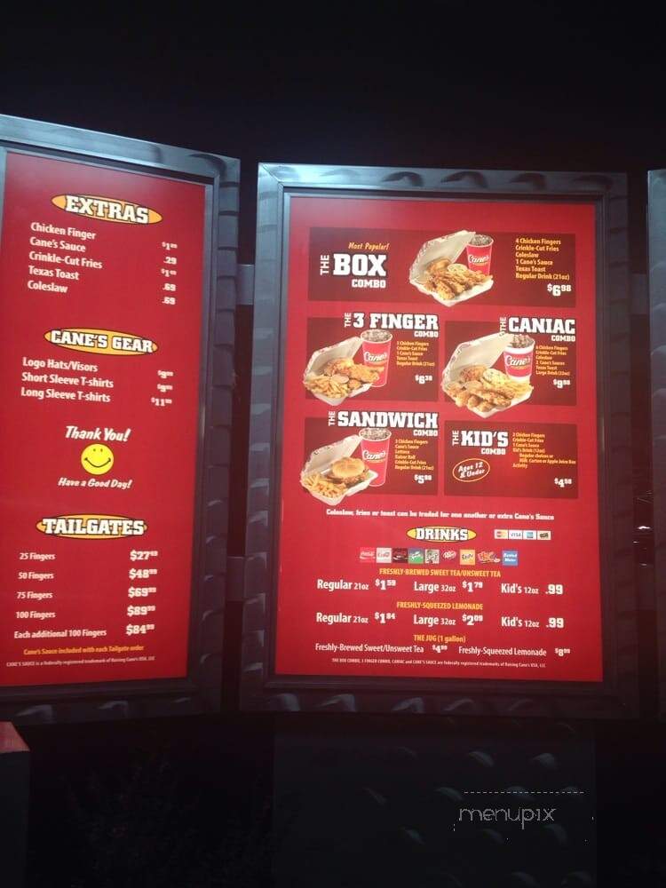 Raising Cane's #129 - Tyler, TX menu_pic