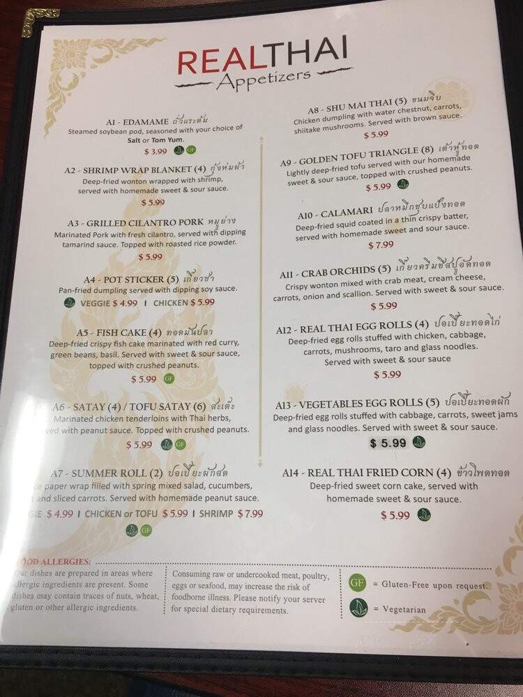 Real Thai - Wheat Ridge, CO menu_pic