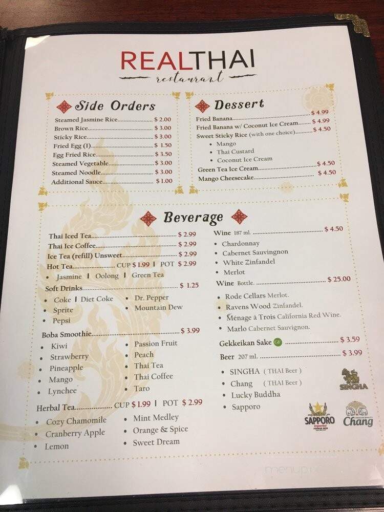 Real Thai - Wheat Ridge, CO menu_pic