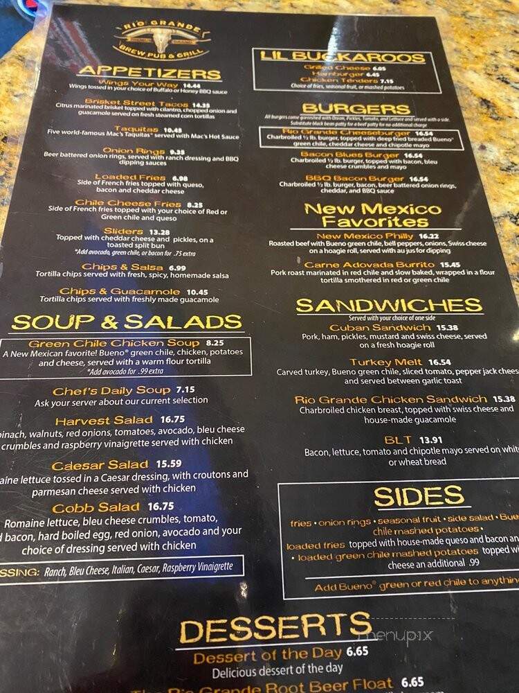 Rio Grand Brew Pub and Grill - Albuquerque, NM menu_pic