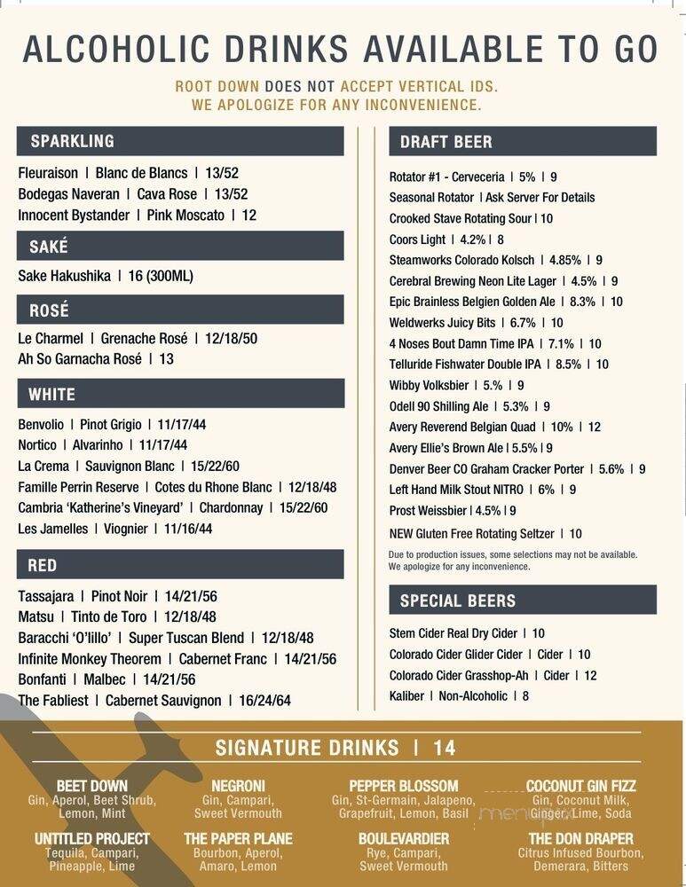 Root Down - Denver, CO menu_pic
