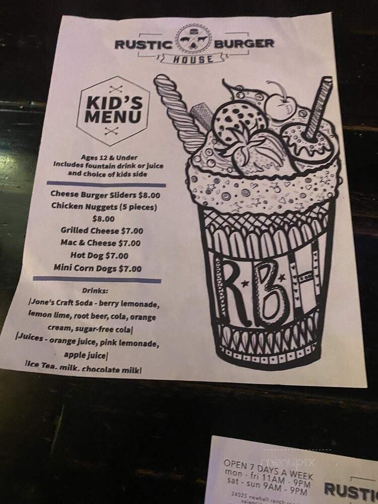 Rustic Burger - Santa Clarita, CA menu_pic