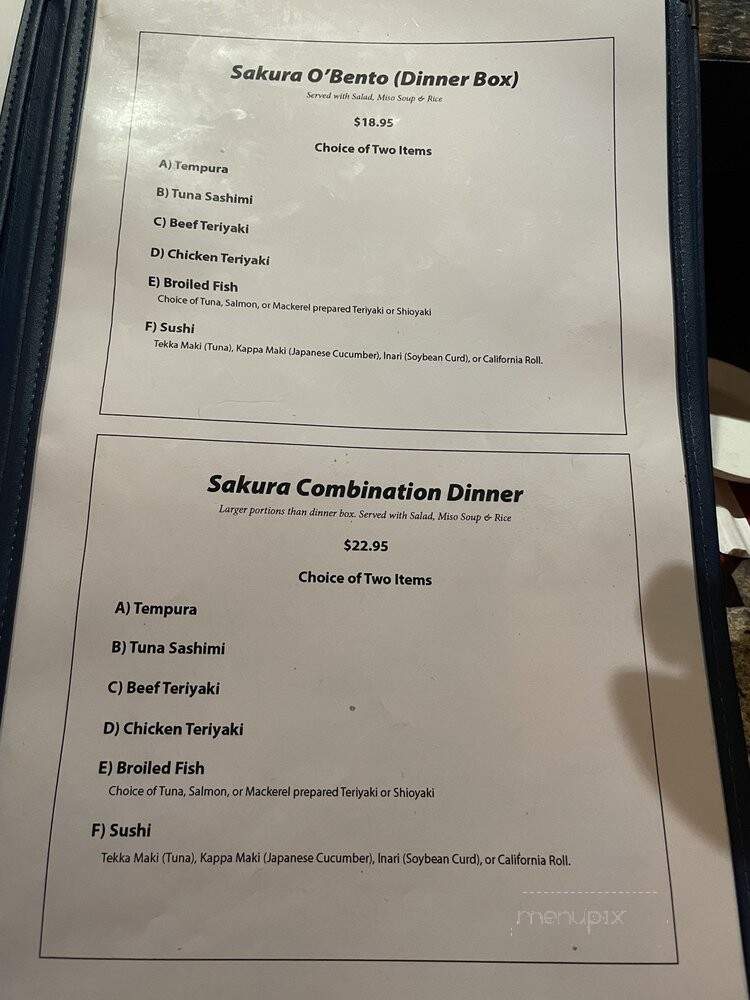 Sakura Japanese Restaurant and Sushi Bar - Monterey, CA menu_pic
