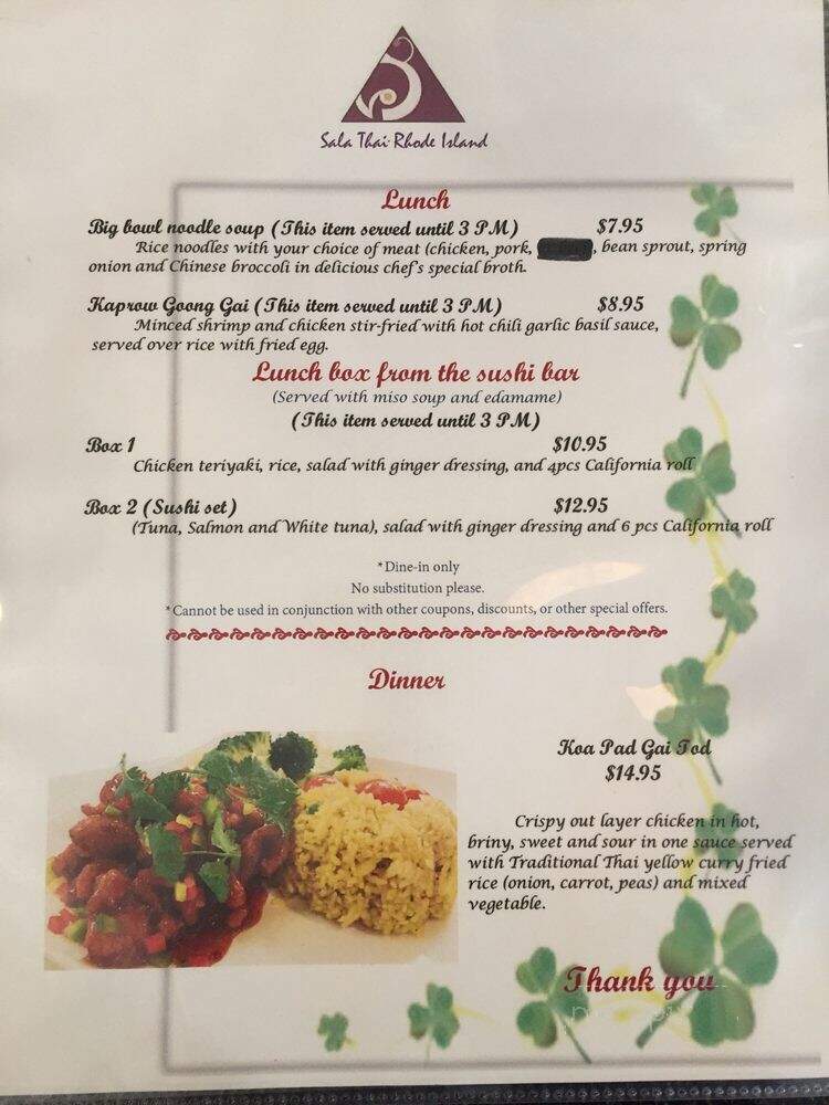 Sala Thai - Washington, DC menu_pic