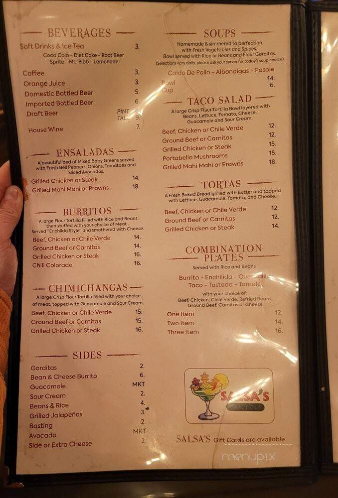 Salsa's Mexican Grill - Clovis, CA menu_pic