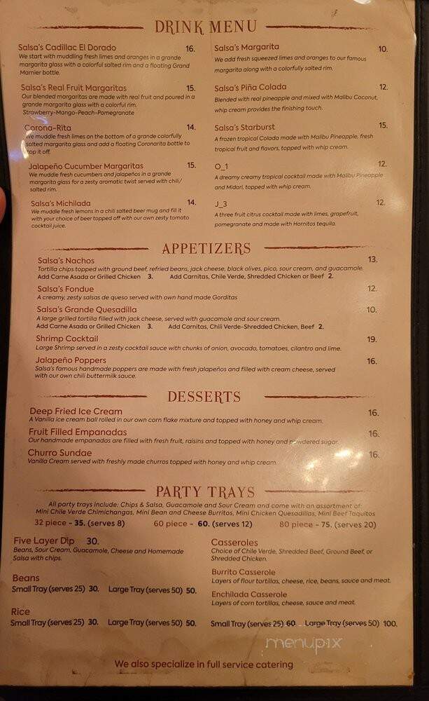 Salsa's Mexican Grill - Clovis, CA menu_pic