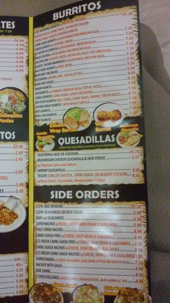 Santana's Mexican Food - Palm Desert, CA menu_pic