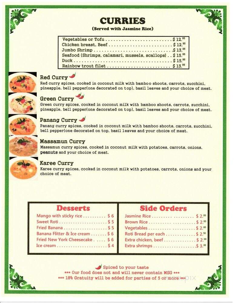 Sawasdee Thai Cuisine - Mandeville, LA menu_pic
