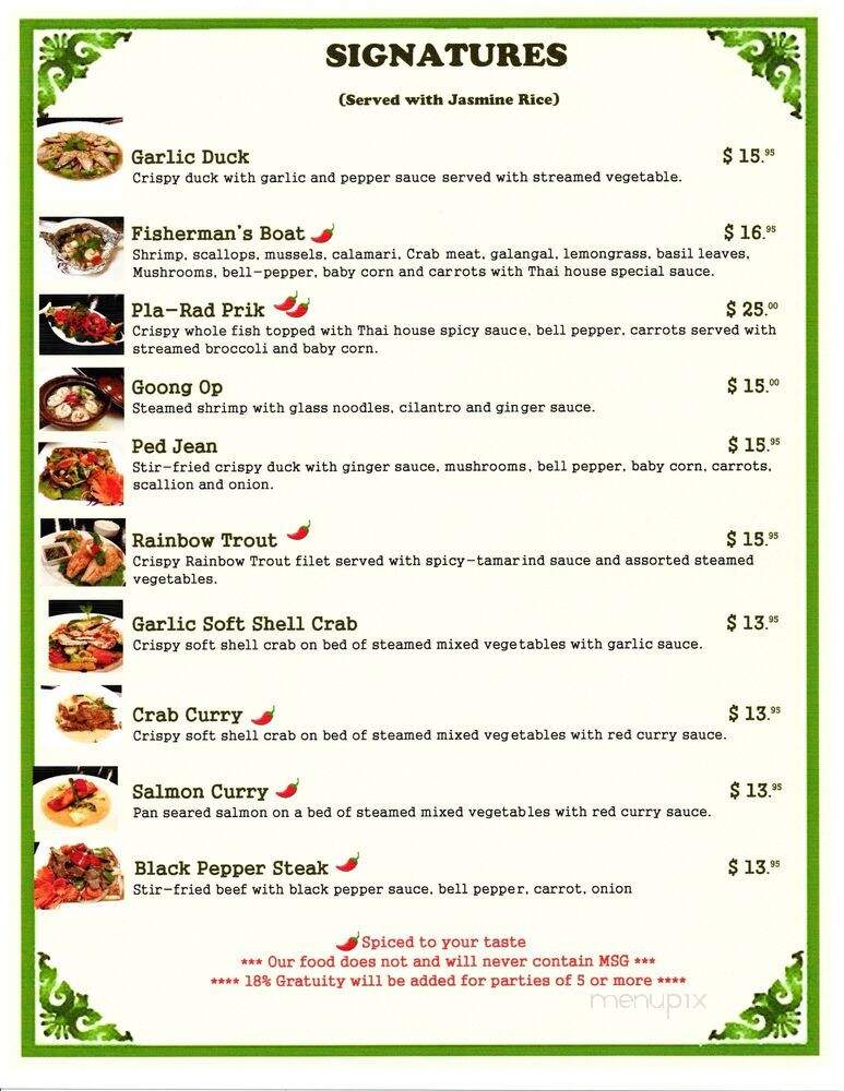 Sawasdee Thai Cuisine - Mandeville, LA menu_pic