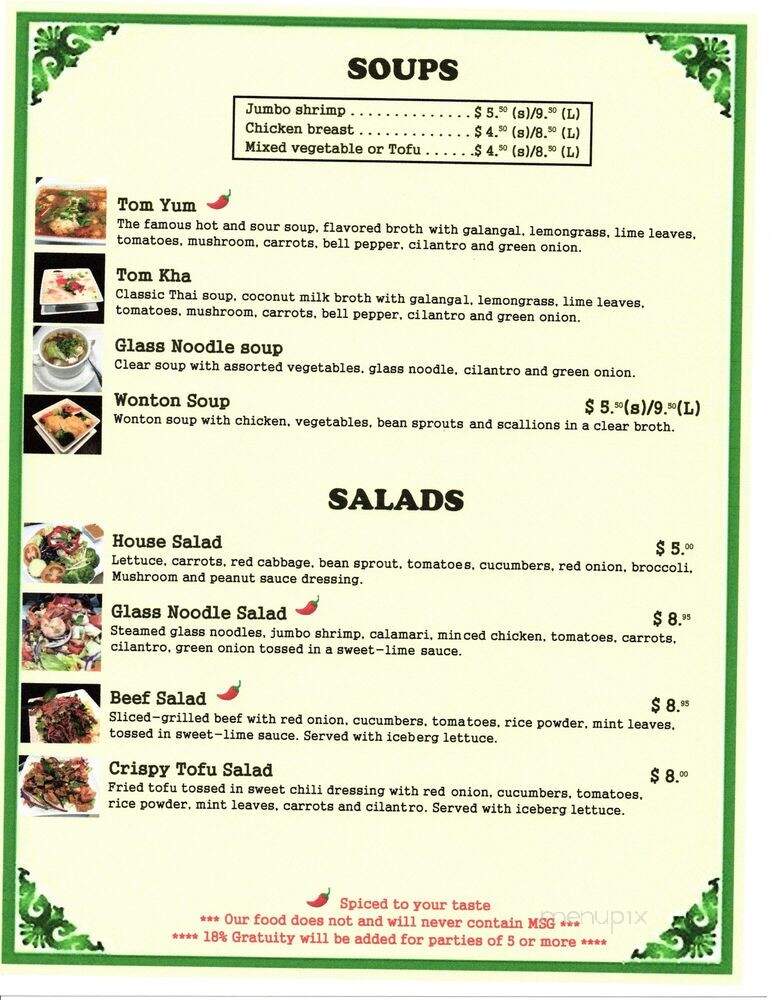 Sawasdee Thai Cuisine - Mandeville, LA menu_pic
