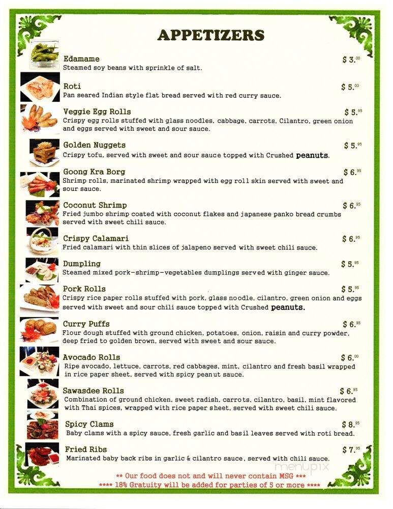 Sawasdee Thai Cuisine - Mandeville, LA menu_pic