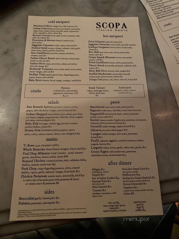 Scopa - Marina Del Rey, CA menu_pic