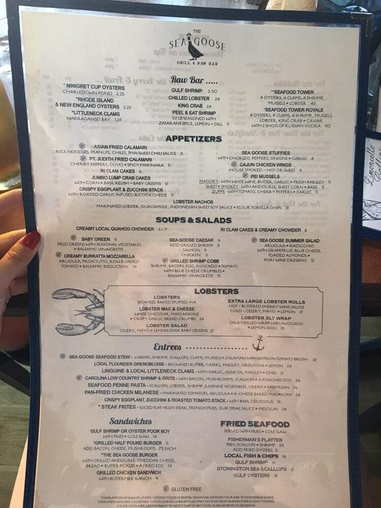 Sea Goose Grill & Raw Bar - Westerly, RI menu_pic