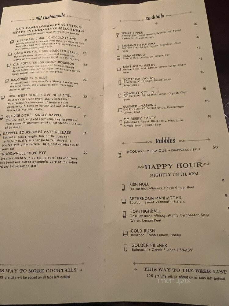 Seven Grand - Los Angeles, CA menu_pic