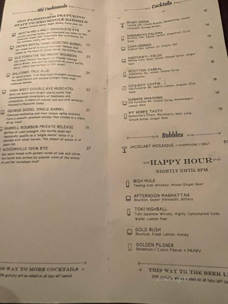 Seven Grand - Los Angeles, CA menu_pic