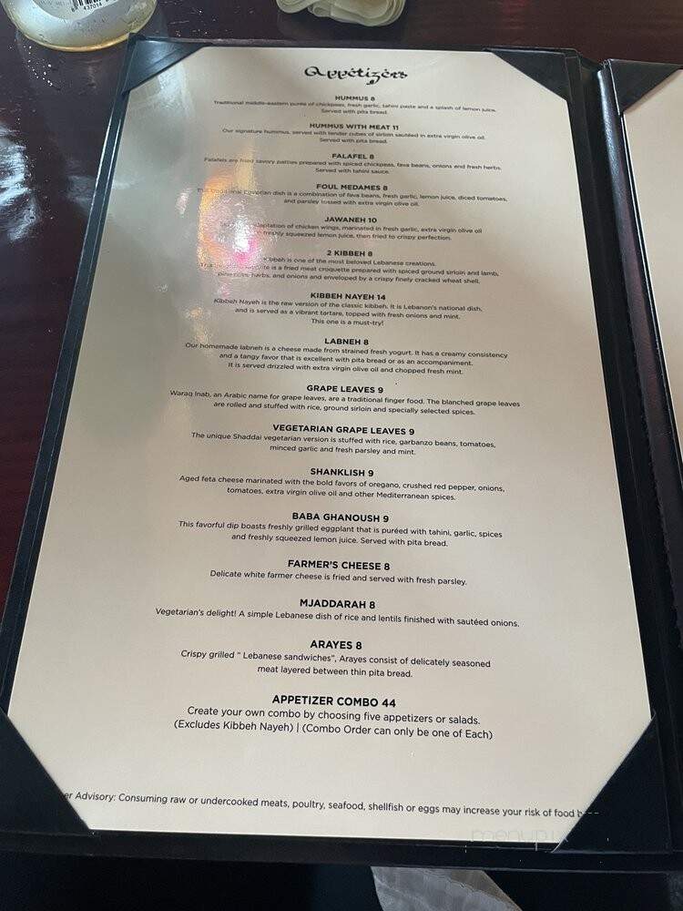 Shaddai Fine Lebanese Cuisine - Miami, FL menu_pic