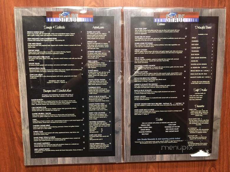 Shade Bar & Grill - Windsor Locks, CT menu_pic
