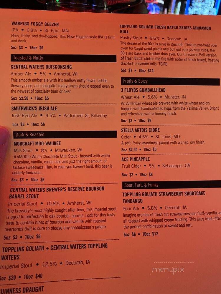 Showboat Saloon - Wisconsin Dells, WI menu_pic