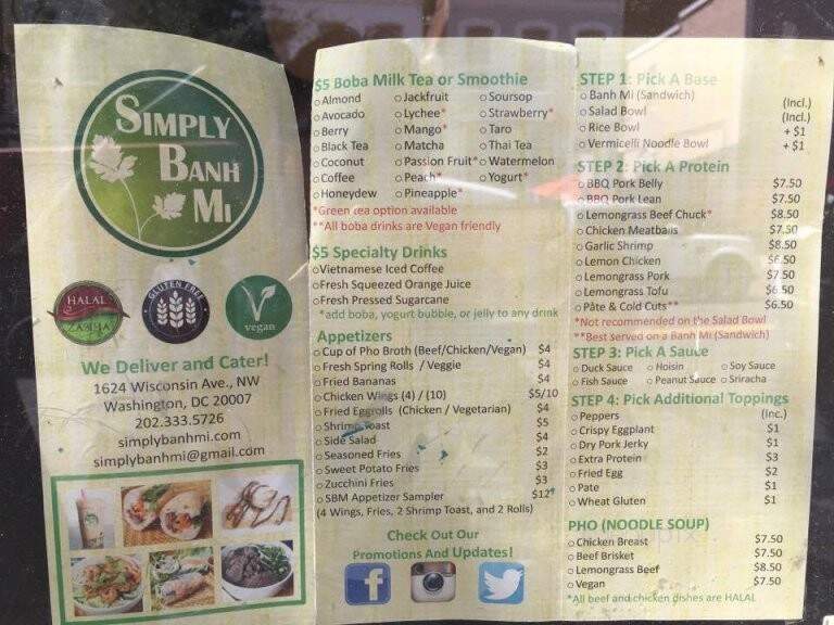 Simply Banh Mi - Washington, DC menu_pic