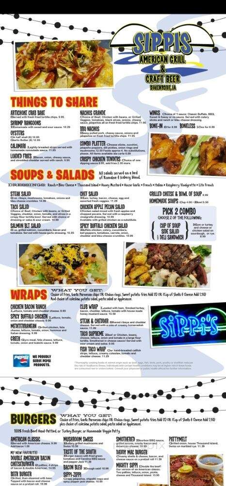 Sippis American Grill & Craft Beer - Davenport, IA menu_pic