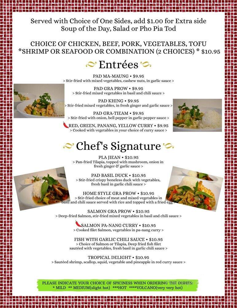 Siri Thai Cuisine - Athens, GA menu_pic