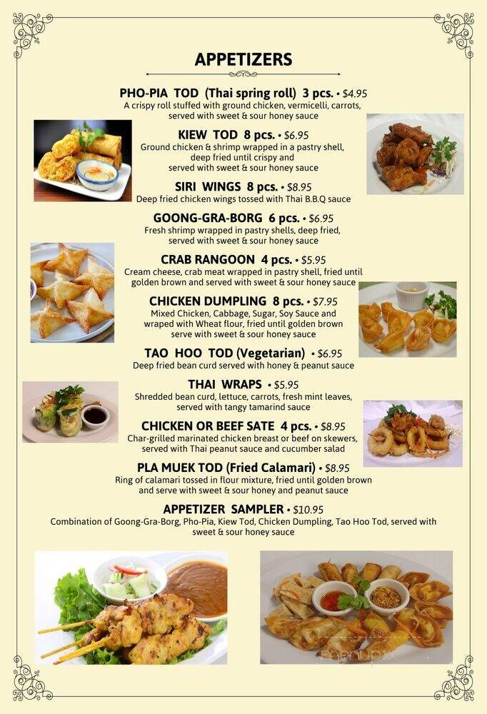 Siri Thai Cuisine - Athens, GA menu_pic