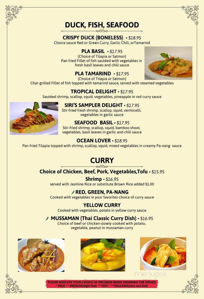 Siri Thai Cuisine - Athens, GA menu_pic