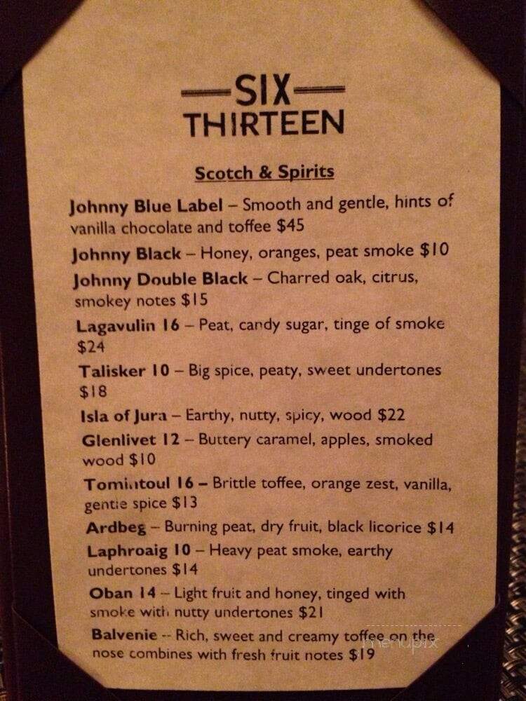 Six Thirteen - Stamford, CT menu_pic