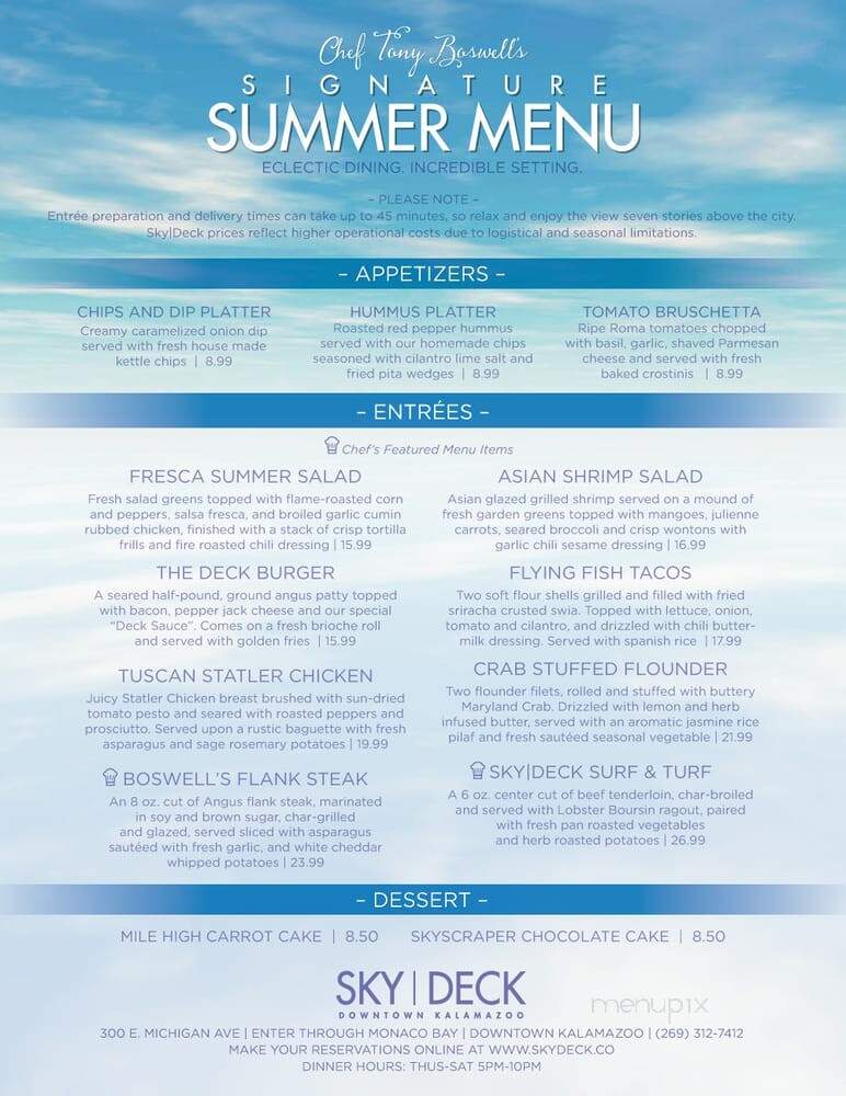SkyDeck - Kalamazoo, MI menu_pic
