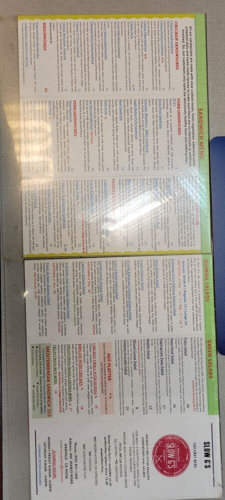 Slow G's Eatery - Danville, CA menu_pic