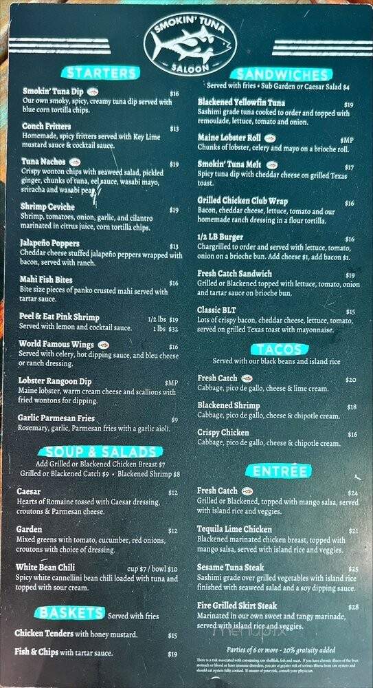 Smokin' Tuna Saloon - Key West, FL menu_pic