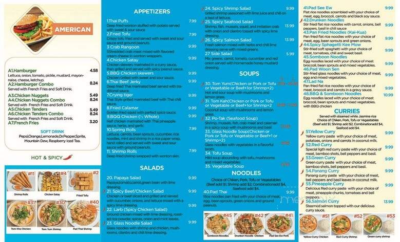Somboon Thai Food - Santa Ana, CA menu_pic