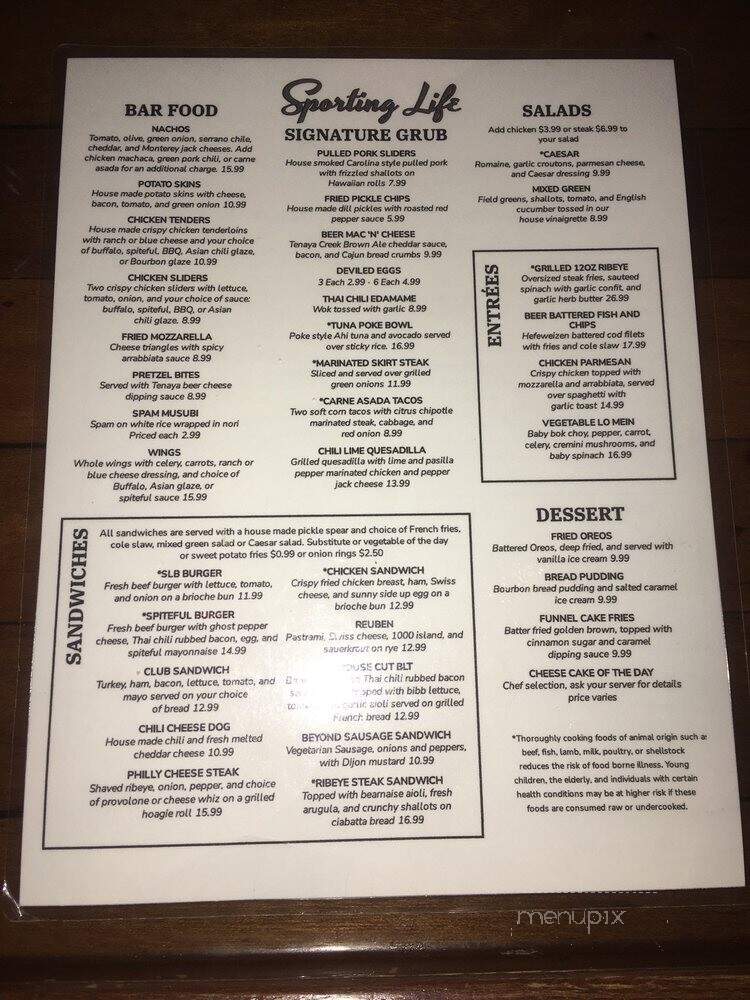 Sporting Life Bar - Las Vegas, NV menu_pic