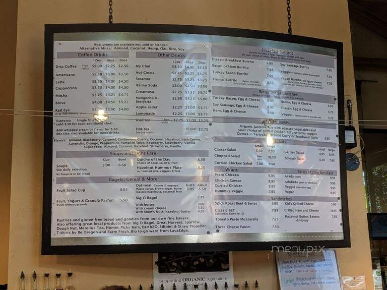 Strictly Organic Coffee Co. - Bend, OR menu_pic