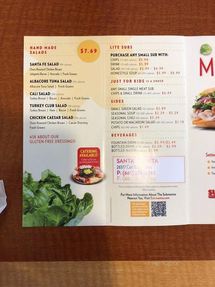 Submarina California Subs - Santa Clarita, CA menu_pic