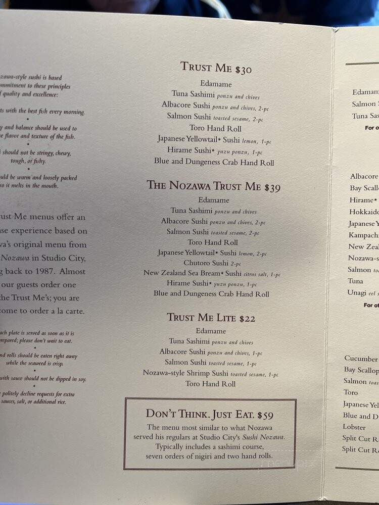 SUGARFISH by sushi nozawa - Calabasas, CA menu_pic