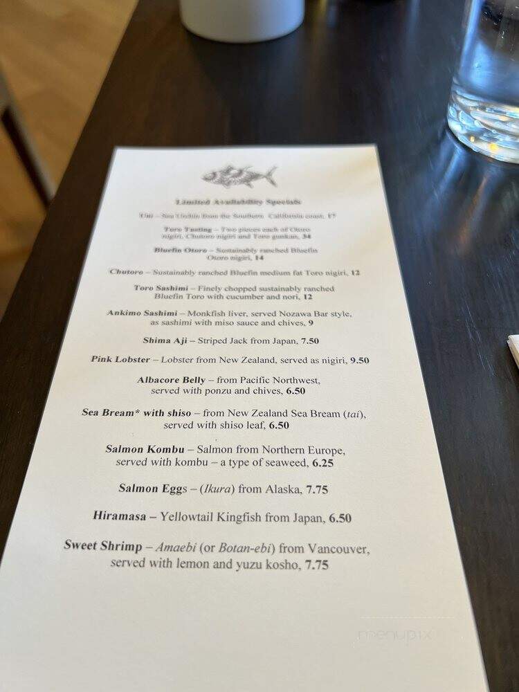 SUGARFISH by sushi nozawa - Calabasas, CA menu_pic