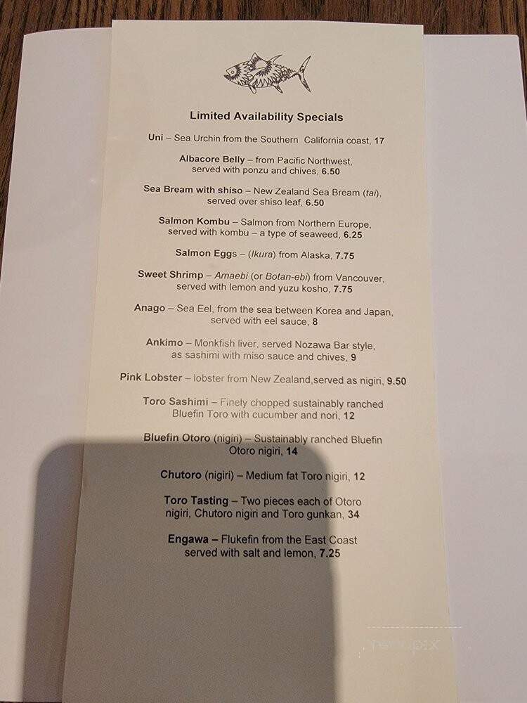 SUGARFISH by sushi nozawa - Beverly Hills, CA menu_pic