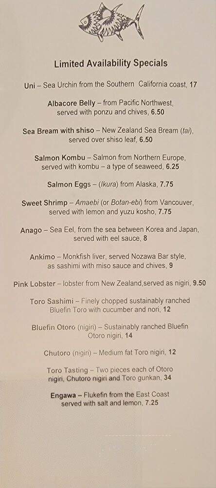 SUGARFISH by sushi nozawa - Beverly Hills, CA menu_pic