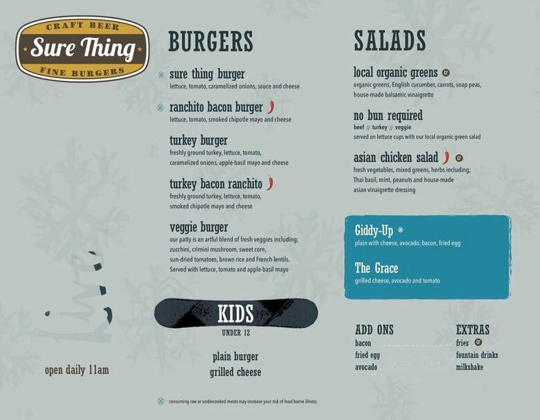 Sure Thing Burger - Basalt, CO menu_pic