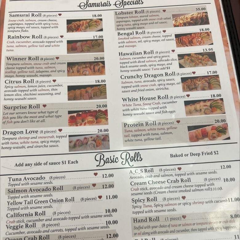 Sushi Samurais - West Chester Township, OH menu_pic
