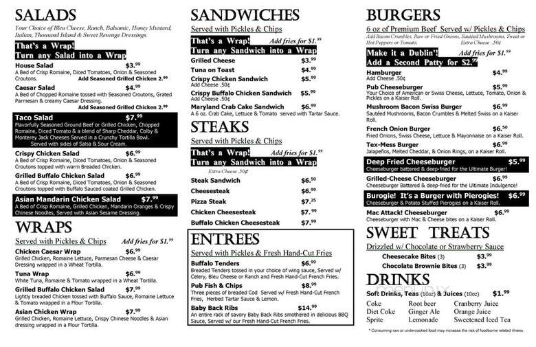 Swamp Pike Pub - Pottstown, PA menu_pic
