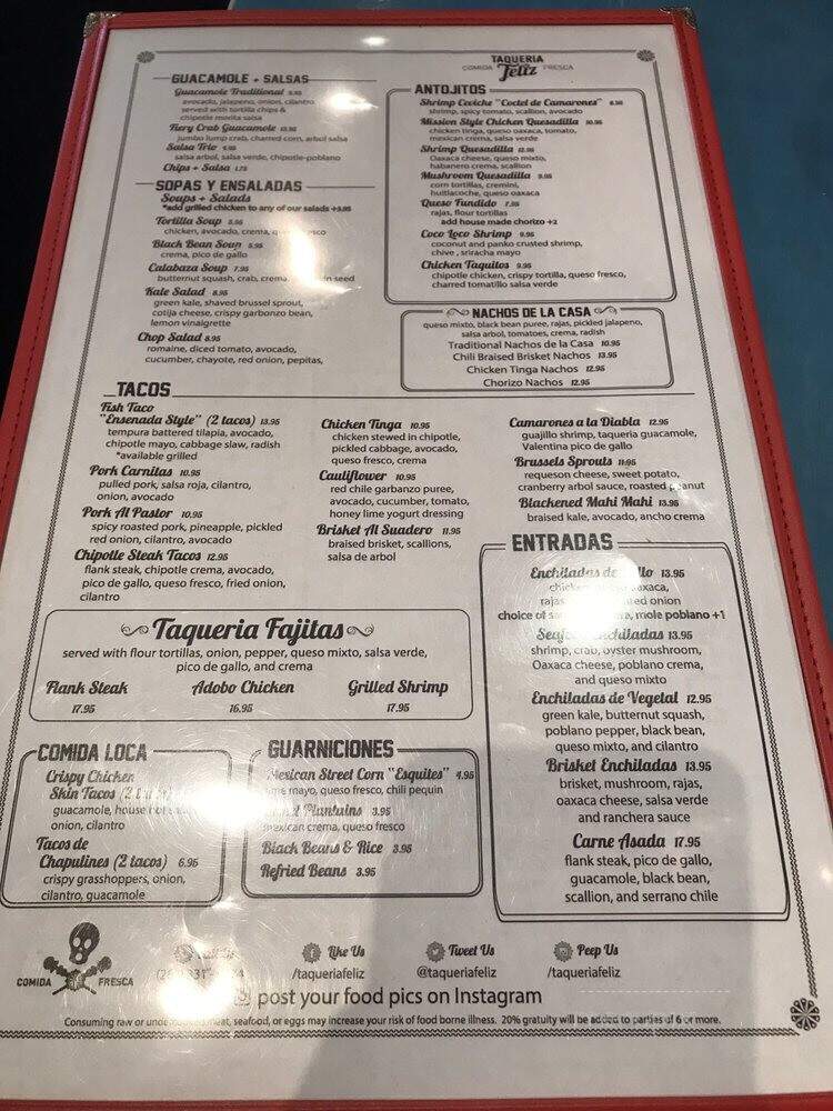 Taqueria Feliz - Philadelphia, PA menu_pic