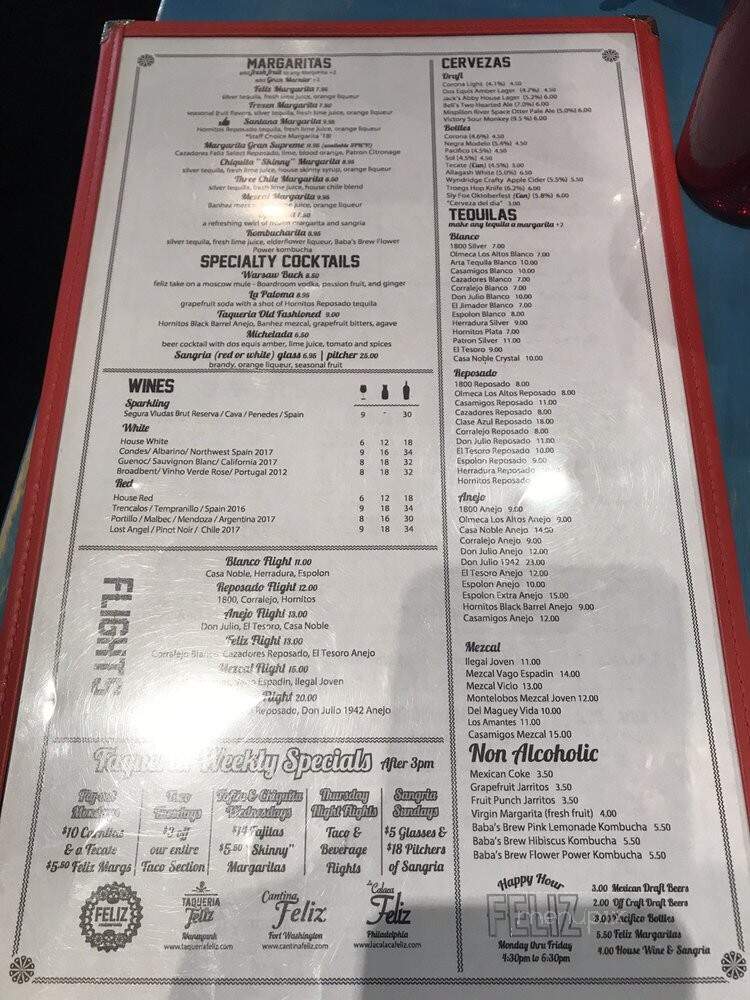 Taqueria Feliz - Philadelphia, PA menu_pic