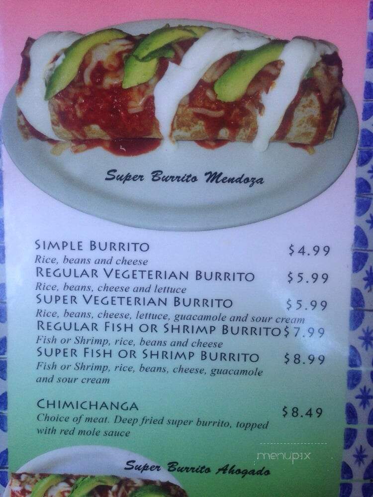 Taqueria Mendoza - Santa Rosa, CA menu_pic