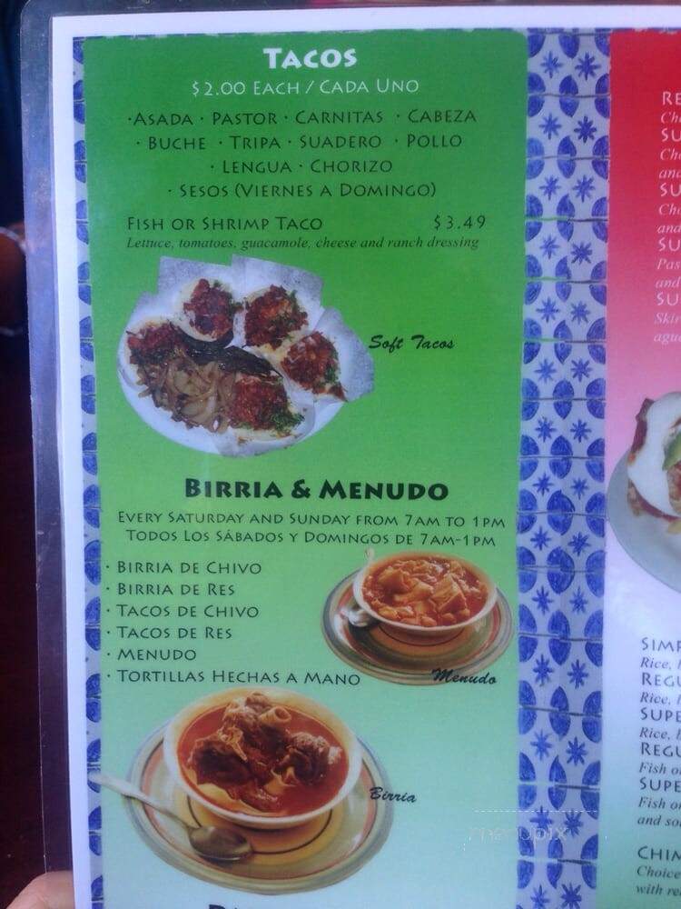 Taqueria Mendoza - Santa Rosa, CA menu_pic