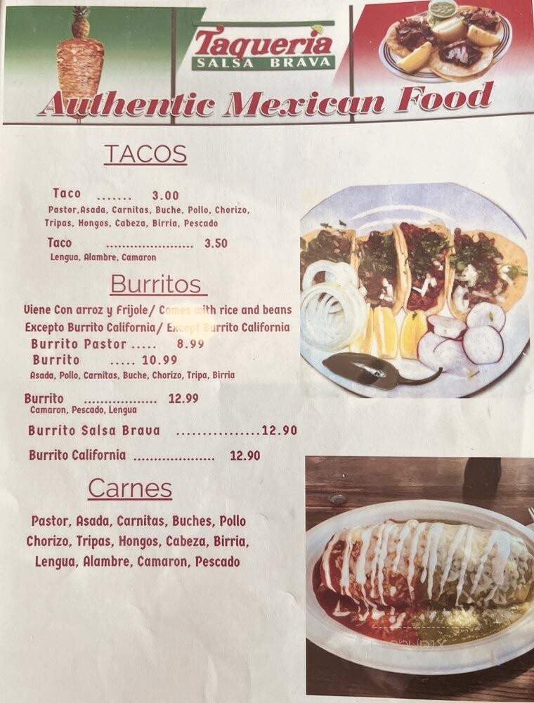 Taqueria Salsa Brava - Santa Maria, CA menu_pic