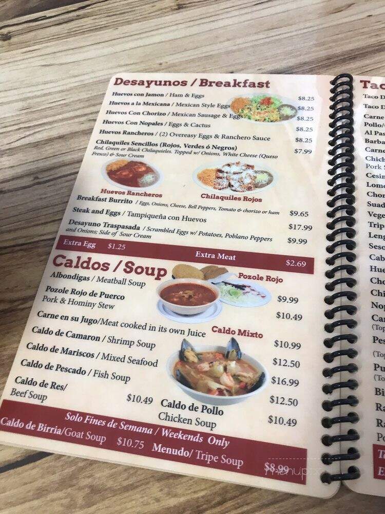 Taqueria Traspasada - Chicago, IL menu_pic