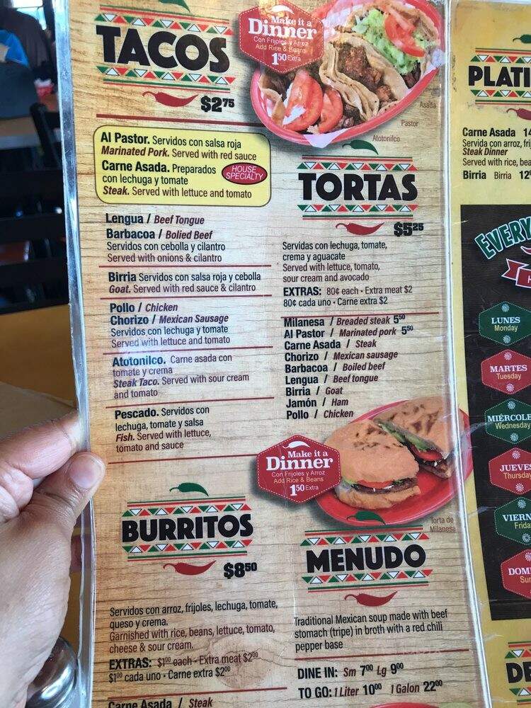 Taquerias Atotonilco - Stone Park, IL menu_pic